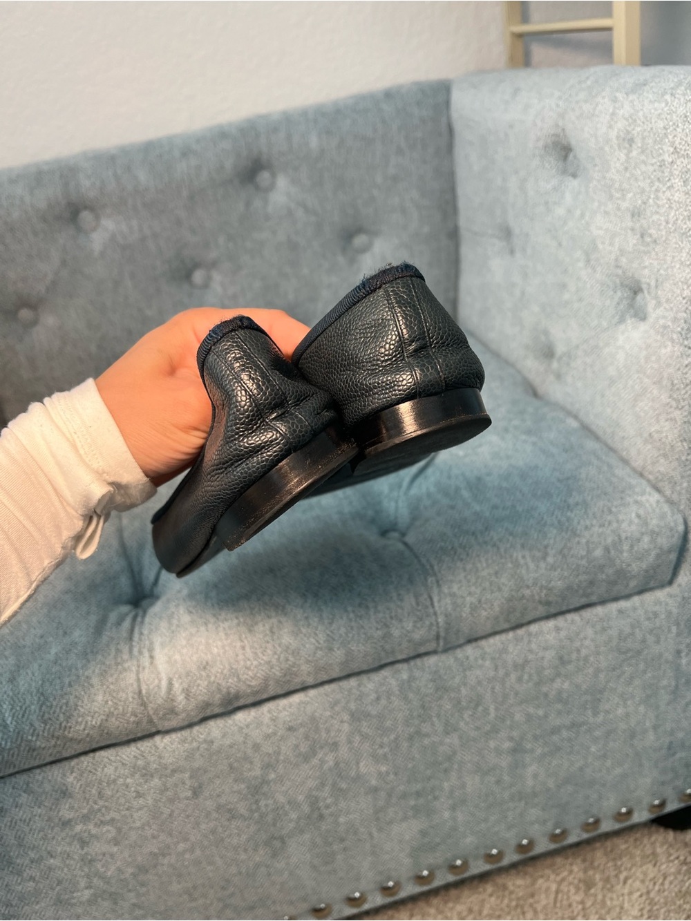 CHANEL Navy Caviar Leather Ballet Flats - Picture 11 of 12